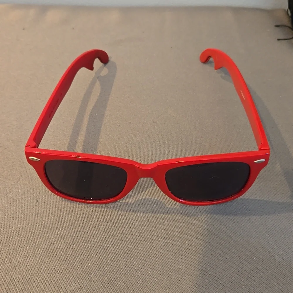Red sunglasses unisex with bottle opener built in tailgate